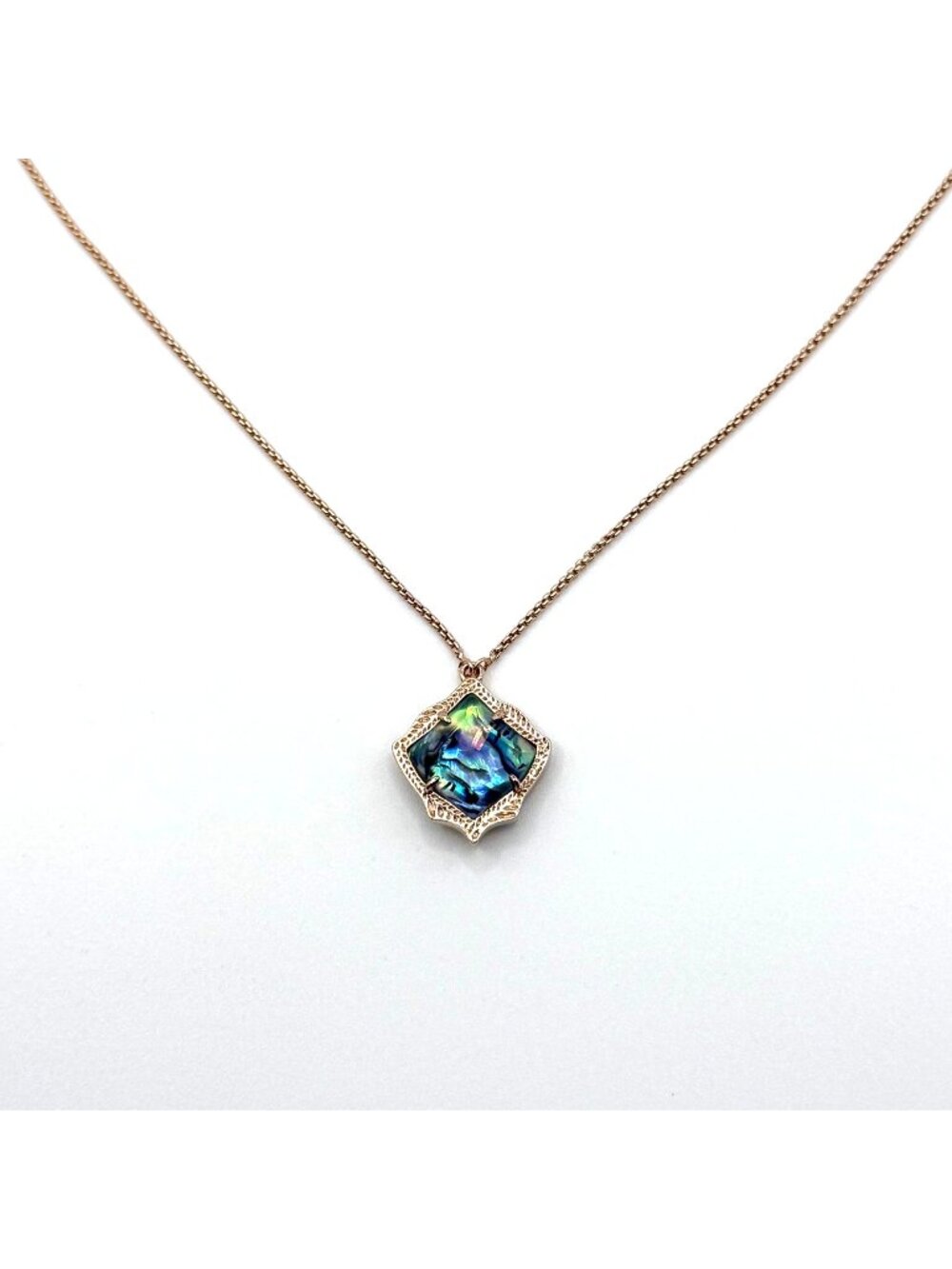 NWT Kendra Scott Kacey Necklace Rose Gold With Abalone Pendant
